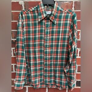 Vintage 70’s Intrepid Manhattan L Red Green Plaid Long Sleeve Button Up Shirt G2